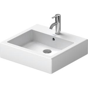 Duravit Vero opbouwwastafel onderzijde geslepen met bevestiging 50x47cm met kraangat en overloop met wondergliss wit 04525000001