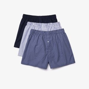 Lacoste Lacoste Wijde Boxershorts Heren 3-Pack Authentics Blauw