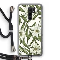 Wit bloemenpatroon: Xiaomi Redmi 9 Transparant Hoesje met koord