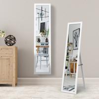 2-in-1 Volledig Ingerichte Vloer Aankleden Spiegel Houten Moderne Eenvoud Wandgemonteerde Spiegel Wit