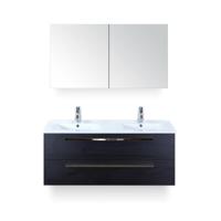 Seville Badmeubelset 120 cm - 2 laden Black Oak - Wastafel Enjoy Dubbel - met Spiegelkast