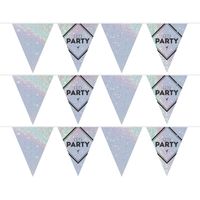 3x Lets party holografische feest versiering vlaggenlijnen 10 meter   - - thumbnail
