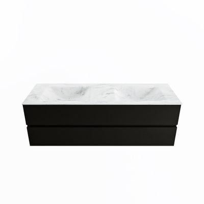 MONDIAZ VICA-DLUX 150cm badmeubel onderkast Urban 2 lades. Inbouw wastafel CLOUD dubbel 2 kraangaten, kleur Opalo.
