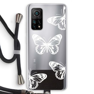 White butterfly: Xiaomi Mi 10T 5G Transparant Hoesje met koord