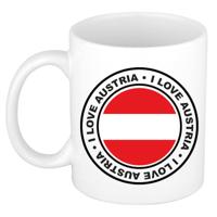 Cadeau koffiemok Oostenrijk - vlag - I love - 300 ml - keramiek - landen thema - support