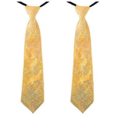 2x stuks gouden carnaval verkleed glitter stropdas voor volwassenen