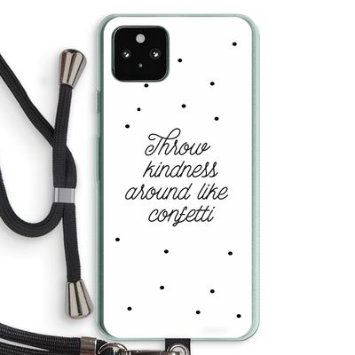 Confetti: Pixel 5a 5G Transparant Hoesje met koord