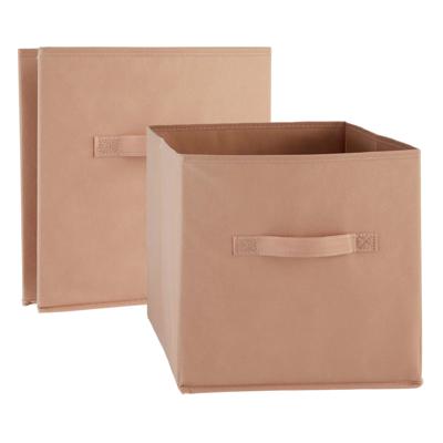 Opbergmand/kastmand Square Box - 2x - karton/kunststof - 29 liter - terra - 31 x 31 x 31 cm
