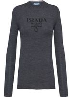 Prada pull en laine à logo en intarsia - Gris