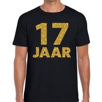 17 jaar goud glitter verjaardag kado shirt zwart heren