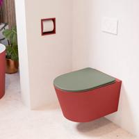 Wandcloset Mondiaz Lavie | Zonder spoelrand | Incl.Toiletzitting-Army | Keramiek | Fire (rood) Wandcloset Mondiaz Lavie | Zonder spoelrand | Incl.Toiletzitting-Army | Keramiek | Fire (rood)