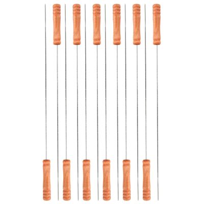 Elite BBQ/barbecue spiesen/vleespennen - 12x - metaal/hout - 39 cm - extra lang