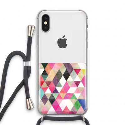 Gekleurde driehoekjes: iPhone X Transparant Hoesje met koord
