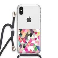 Gekleurde driehoekjes: iPhone X Transparant Hoesje met koord