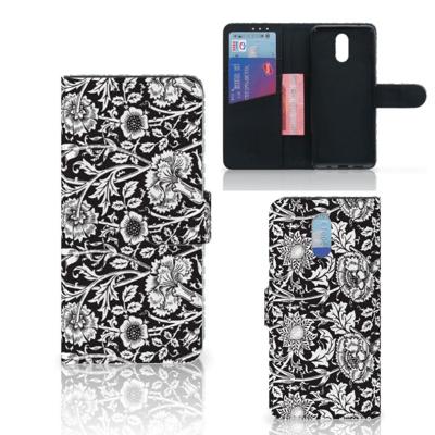Nokia 2.3 Hoesje Black Flowers Nokia 2.3 Hoesje Black Flowers