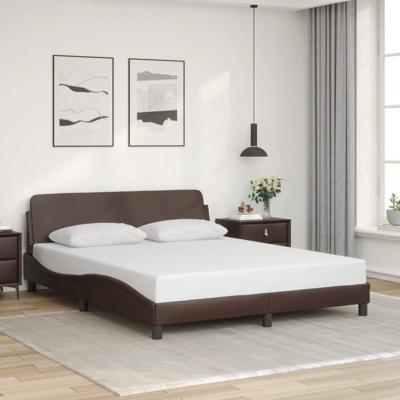 Bedframe met hoofdbord kunstleer bruin 160x200 cm