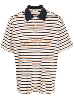 Lanvin polo rayé à logo brodé - Tons neutres