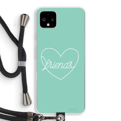 Friends heart pastel: Pixel 4 XL Transparant Hoesje met koord