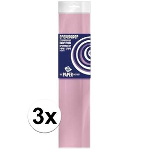 3x Crepe papier plat licht roze 250 x 50 cm knutsel materiaal   -