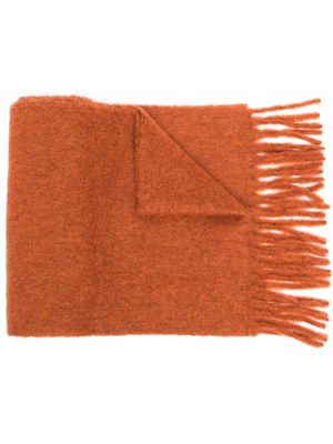 Marni écharpe frangée à patch logo - Orange