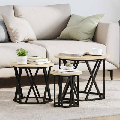Nestbare Bijzettafel 3 pcs Sonoma eiken 53 x 53 x 40 cm