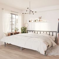 Bedframe massief grenenhout grijs 200x200 cm - thumbnail