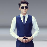 Mannen vest slank Koreaans werkkleren pak vest groomsmen professionele slijtage mannen vest maat: XL (marineblauw)