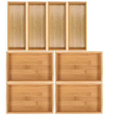 Lade bakjes organiseer set - 6x delig - bamboe hout - opbergsysteem - 46 x 46 cm
