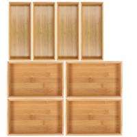Lade bakjes organiseer set - 6x delig - bamboe hout - opbergsysteem - 46 x 46 cm