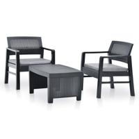 3-delige Loungeset kunststof antraciet - thumbnail