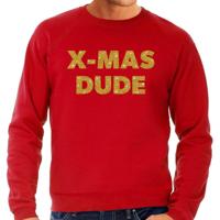 Foute Kersttrui sweater - x-mas dude - goud / glitters - rood - heren - kerstkleding