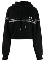 GCDS hoodie crop en coton à ornements en cristal - Noir - thumbnail