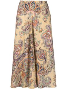 ETRO paisley-print wool-blend skirt - Tons neutres