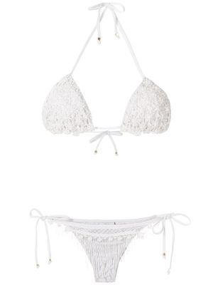 Amir Slama bikini à broderies - Blanc