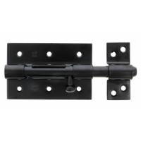 AMIG schuifslot/plaatgrendel - staal - 7cm - zwart - incl schroeven - deur - raam   -