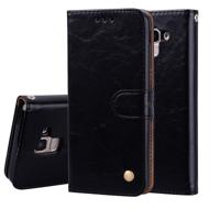 Zakelijke stijl olie Wax textuur horizontale Flip leren Case voor Galaxy J6 (EU versie) (2018) met houder & kaartsleuven & portemonnee (zwart)