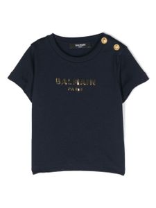 Balmain Kids t-shirt à logo métallisé - Bleu