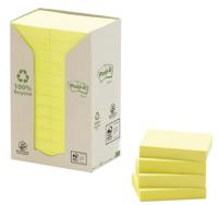 Post-it Recycled notes, 100 vel, ft 38 x 51 mm, geel, pak van 24 blokken