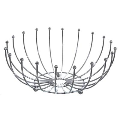 Fruitschaal - zilver - metaal - 32 cm - rond - fruitmand - draadmand
