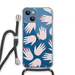 Hands pink: iPhone 13 mini Transparant Hoesje met koord