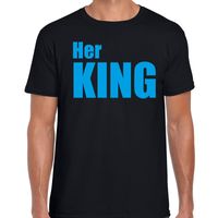 Her king t-shirt zwart met blauwe letters voor heren - thumbnail