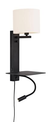 Wandlamp Florence - Wit/Zwart - 24x22x52cm