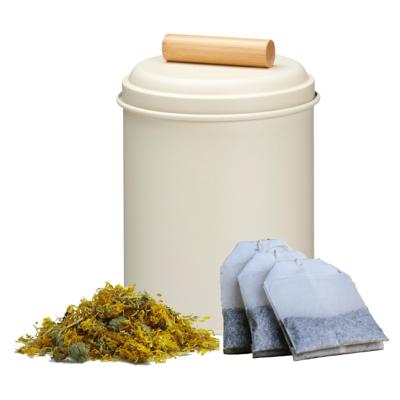 Thee bewaarblik - wit - metaal - 14 x 20 cm - theeblik - losse thee