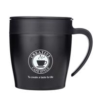 Handvat koffie mok RVS Thermos cups vacuüm kolf water fles bussiness draagbare Thermo Cup (zwart)