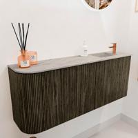 Toiletmeubel Mondiaz Joya Dlux | 101.6 cm | Meubelkleur Shadow | Faye wastafel Glace Wasbak Rechts | 1 kraangat