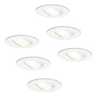 Set van 6 stuks dimbare LED inbouwspots Pittsburg met 5 Watt 4000K spot kantelbaar