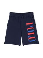 POLO RALPH LAUREN KIDS short de sport à logo imprimé - Bleu - thumbnail