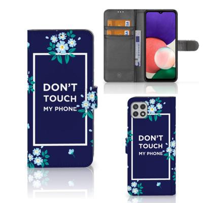 Samsung Galaxy A22 5G Portemonnee Hoesje Flowers Blue DTMP Samsung Galaxy A22 5G Portemonnee Hoesje Flowers Blue DTMP