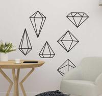 Geometrische diamanten muursticker - thumbnail