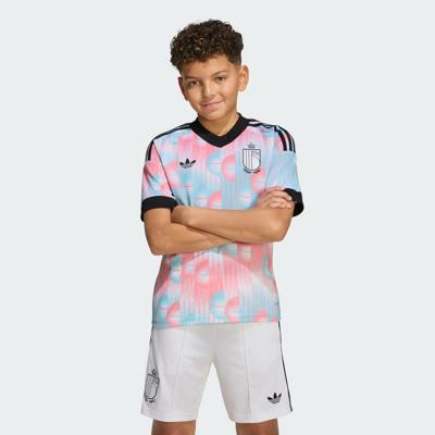 België Shirt Uit Junior 2026/2028 - Maat 152 - Kleur: LichtblauwRoze | Soccerfanshop